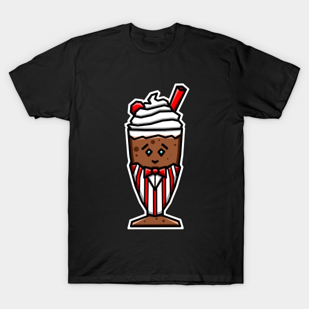 Cute Chocolate Milkshake in Soda Jerk (Clerk) Uniform Gift for Chocolate Lovers - Chocolate Milkshake T-Shirt by Bleeding Red Paint